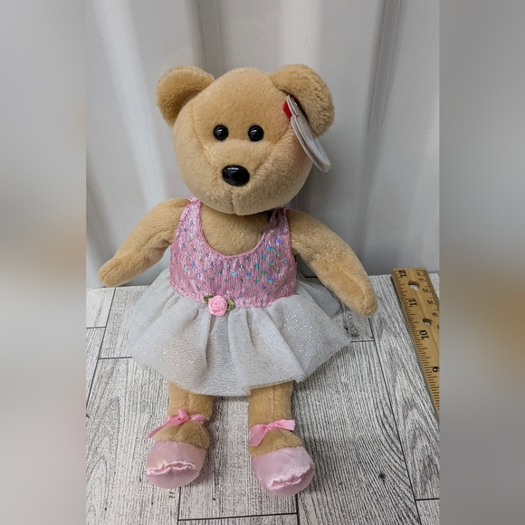 Ty Tan and Pink Stuffed Bear with Dress - Picture 2 of 5